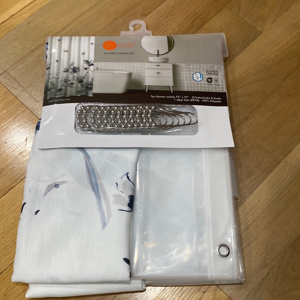 Ch style shower curtain set.
